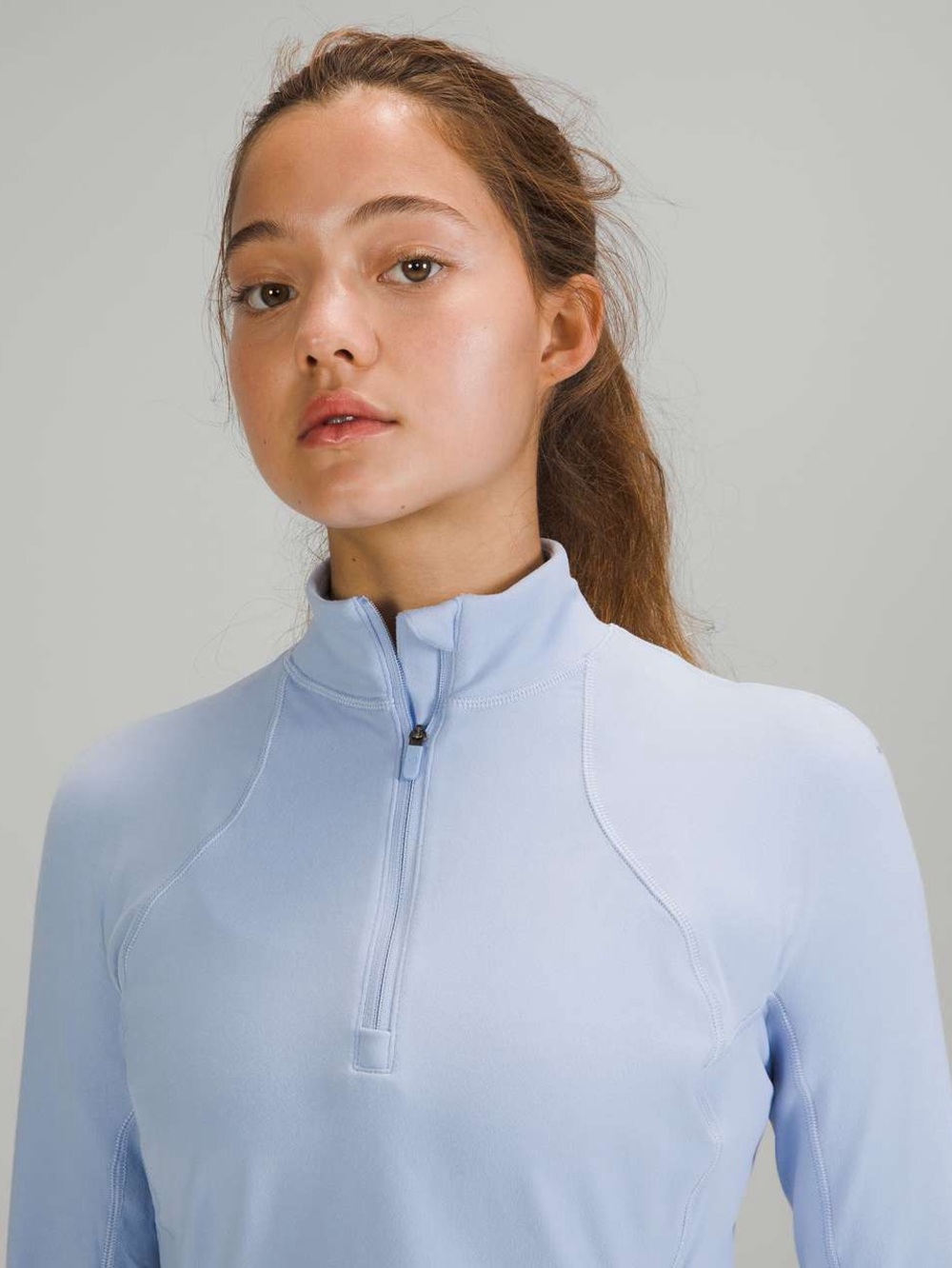 Lululemon Its Rulu Run Cropped Half-Zip in Blue Linen Size 6 - Picture 3 of 10